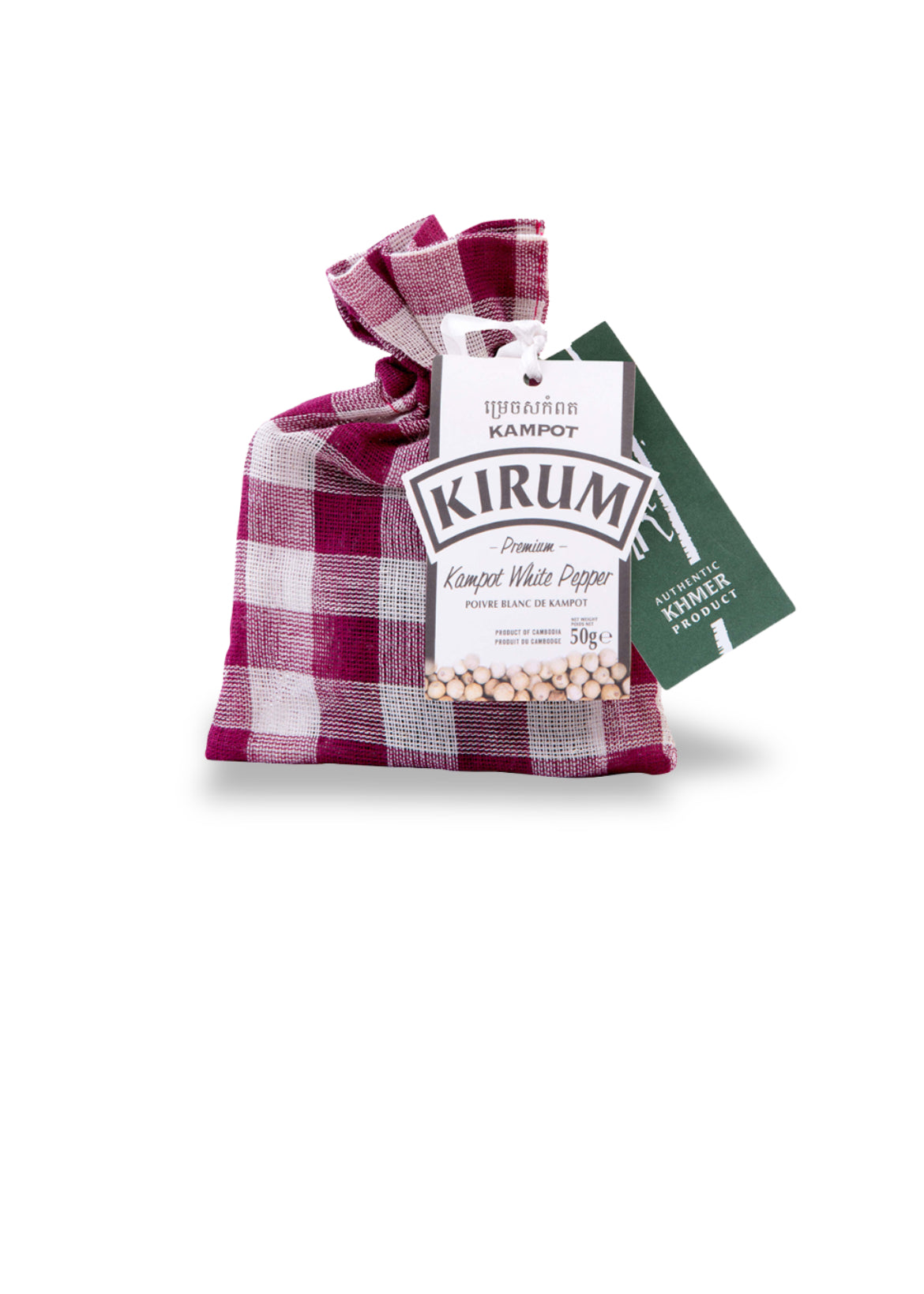 Organic Kampot White Pepper Krama Fabric Bag (50g)