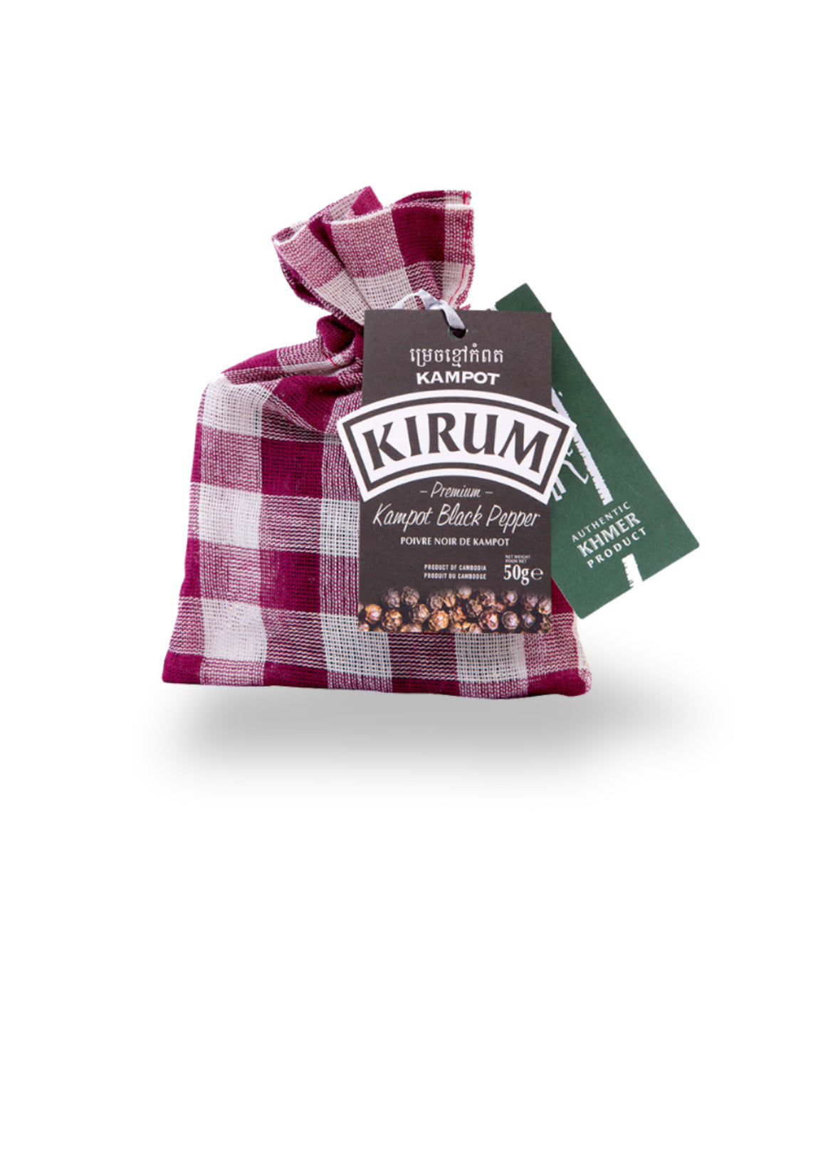 Organic Kampot Black Pepper Krama Fabric Bag (50g)